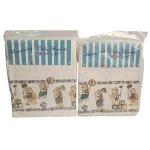 NOS Vintage Receiving Baby Blankets Teddy Bears Lot of 2